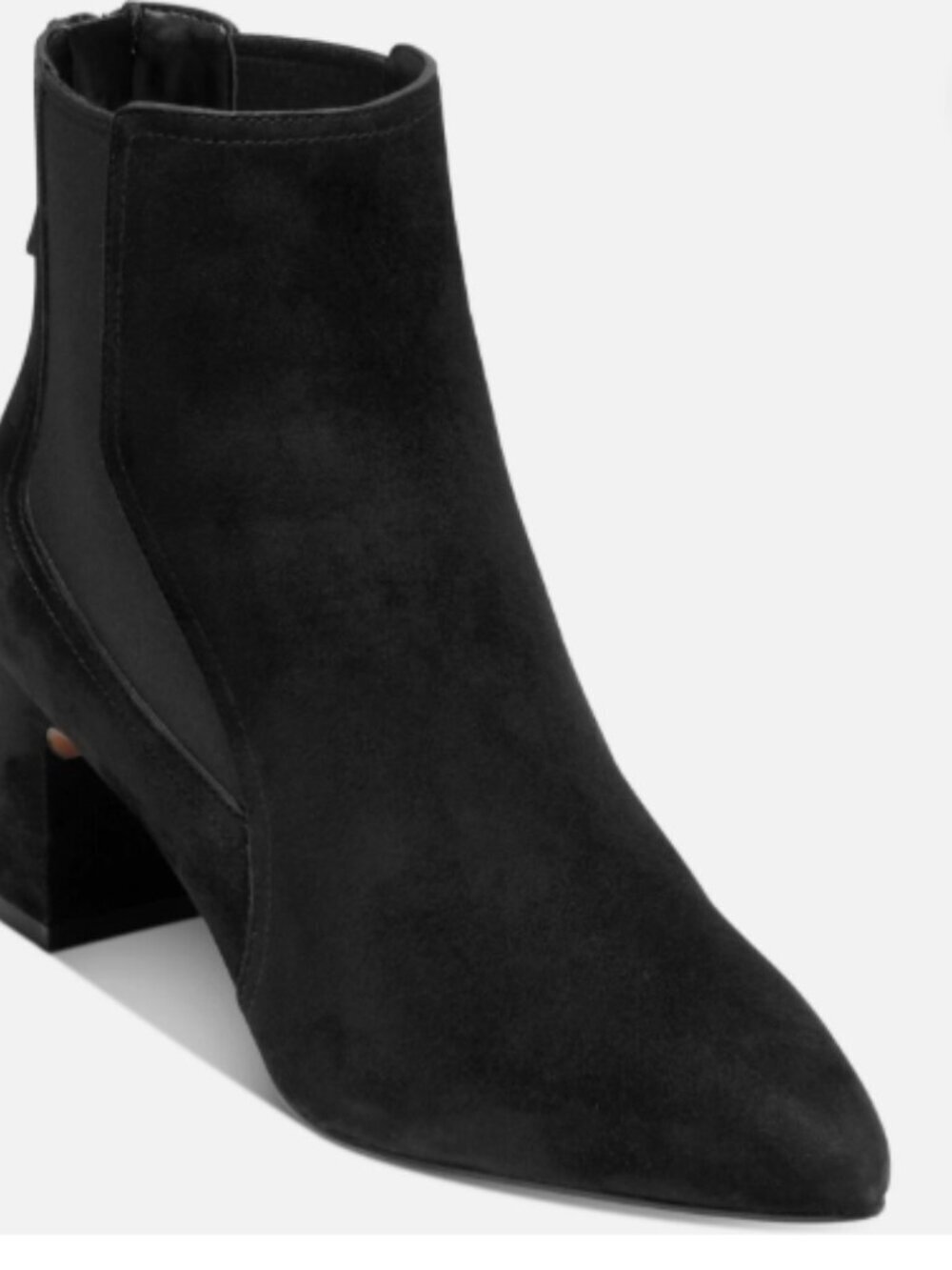 Cole Haan Etta Almond‑Toe Block Heel Ankle Bootie Black Suede Size 9 NWT